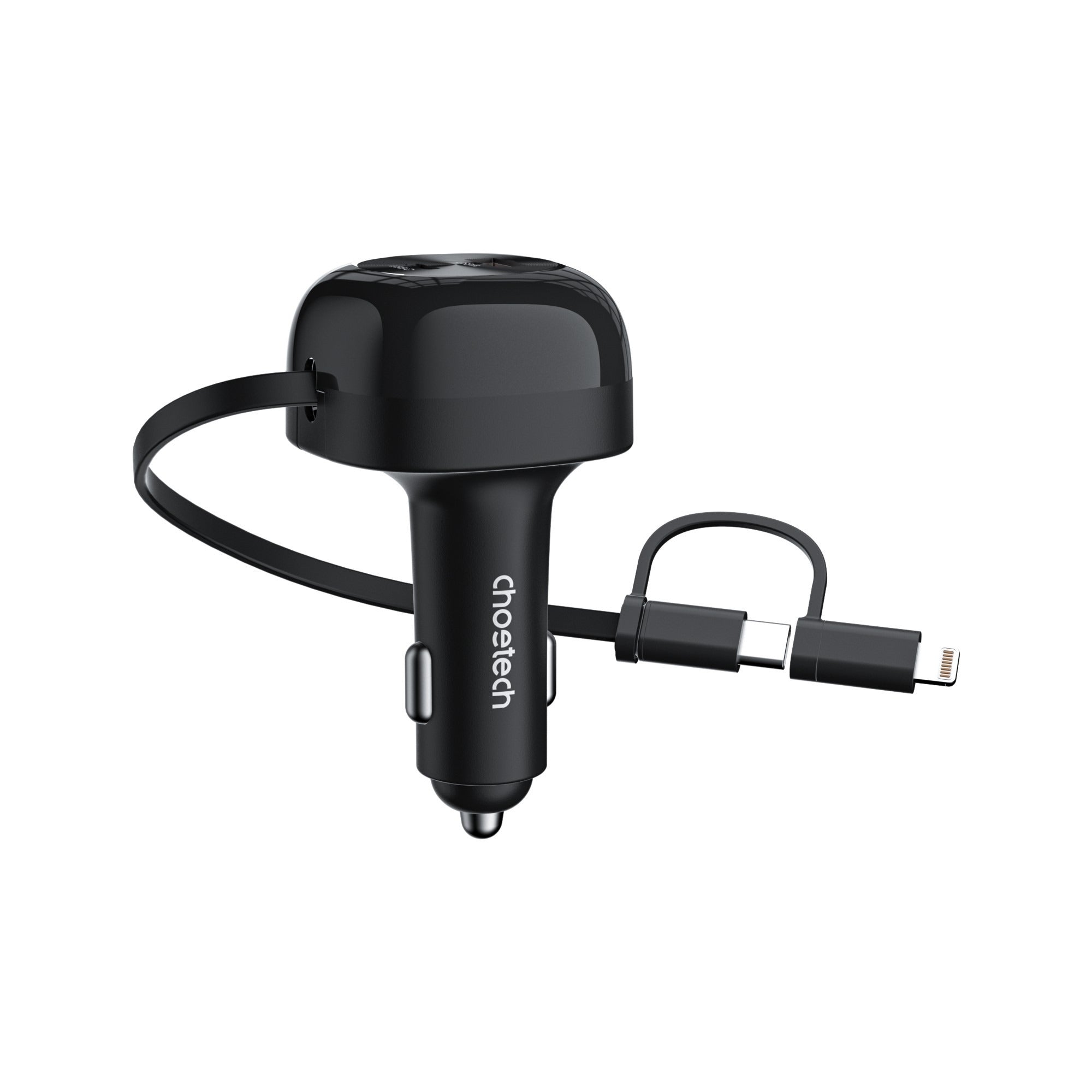 Choetech 75W USB-C USB-A Car Charger with USB-C Lightning Cable