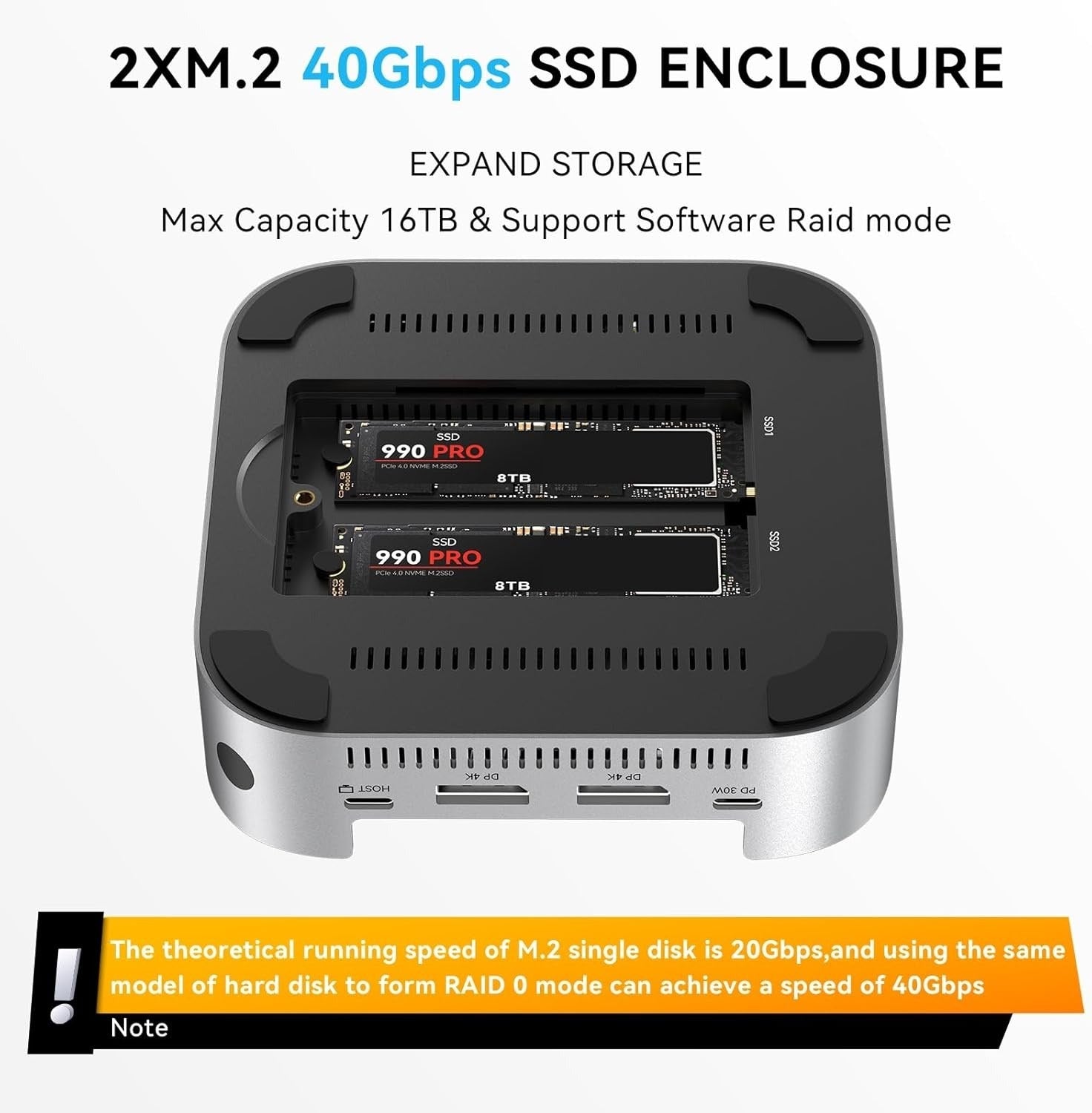 ACASIS 14 in 1 Mac Mini Docking Station USB4 40Gbps Dual NVMe SSD Dock