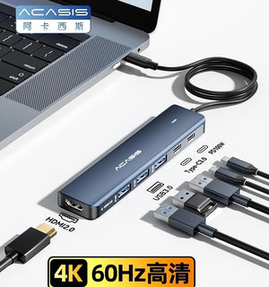 ACASIS 6 in 1 USB-C Hub 90W PD HDMI 3 USB-A USB-C 5Gbps for Laptop
