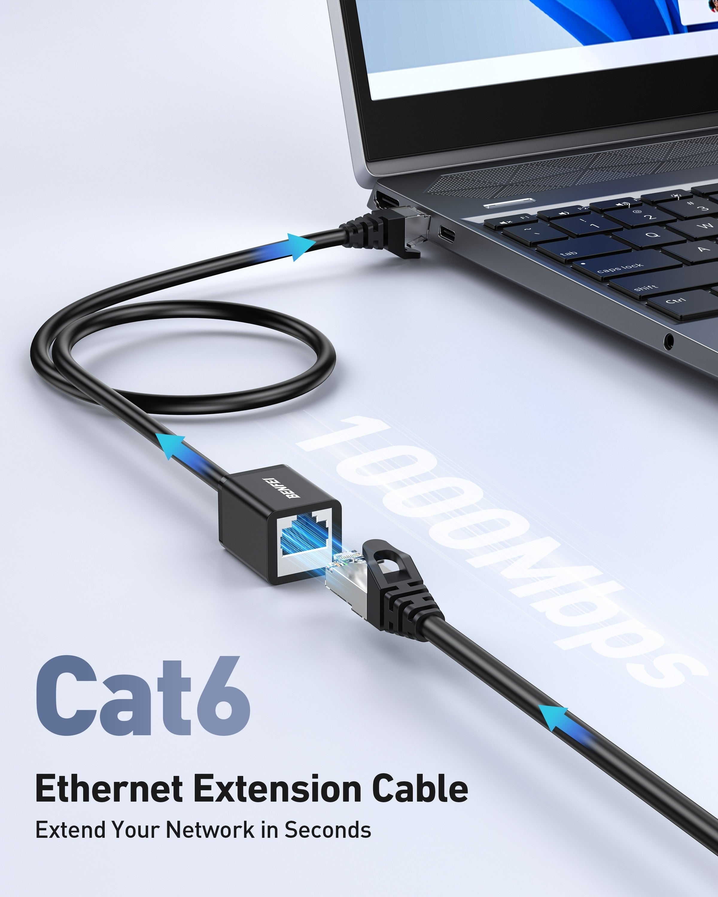 BENFEI Cat 6 Ethernet RJ45 Male to Female Extender Cable Gigabit POE