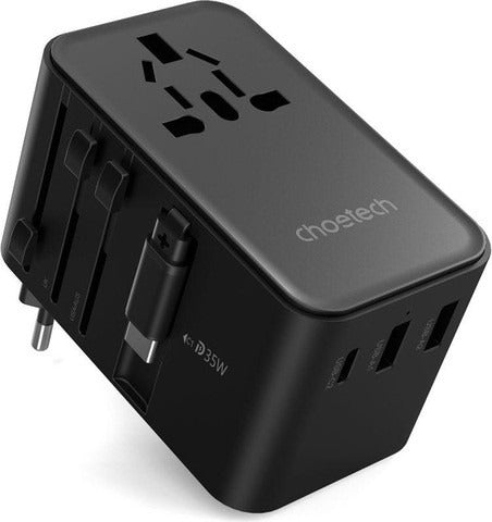 Choetech 35W Universal Travel Wall Charger with Built-in USB-C Cable