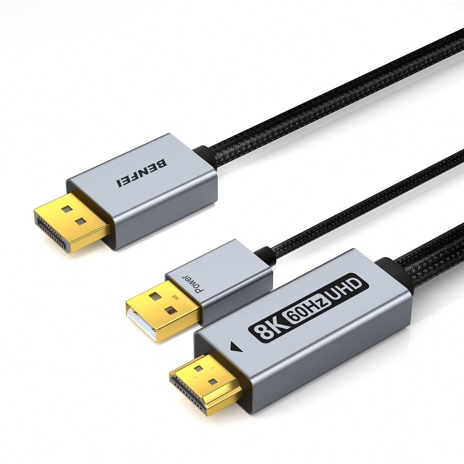 BENFEI 8K DisplayPort 1.4 to HDMI 2.1 Braided Cable Aluminum Shell - 1.8M