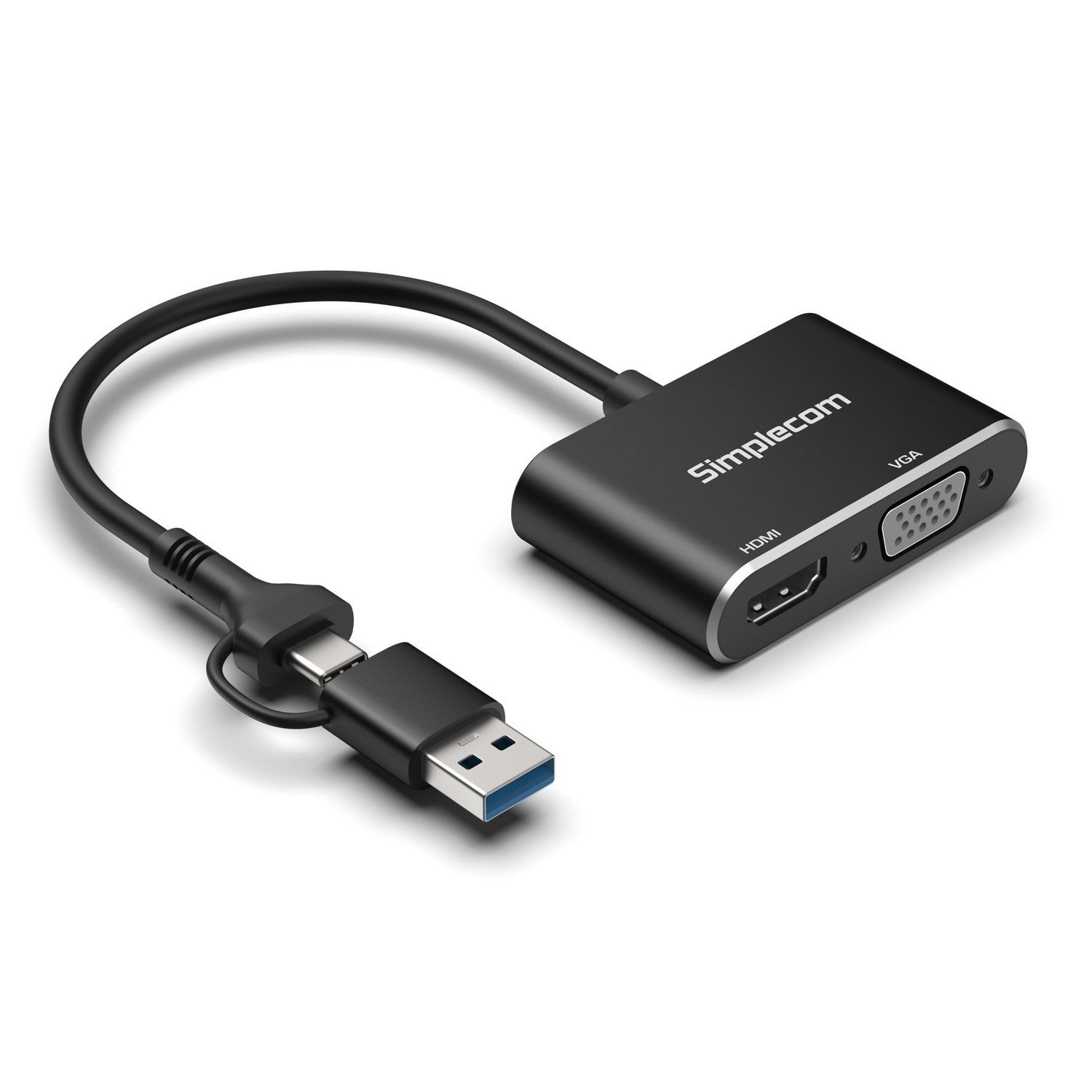 Simplecom USB-C to HDMI and VGA Adapter Full HD 1080p Video DA326C