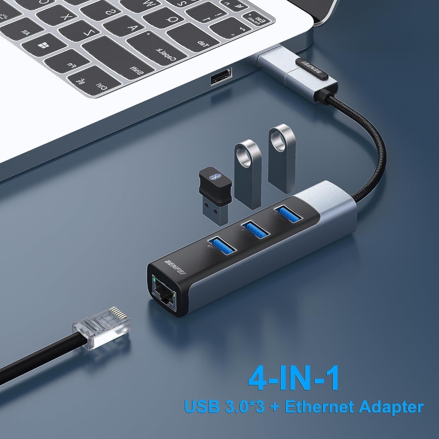 BENFEI 2-in-1 USB-C & USB 3.0 to Gigabit Ethernet Hub with 3x USB 3.0 Ports