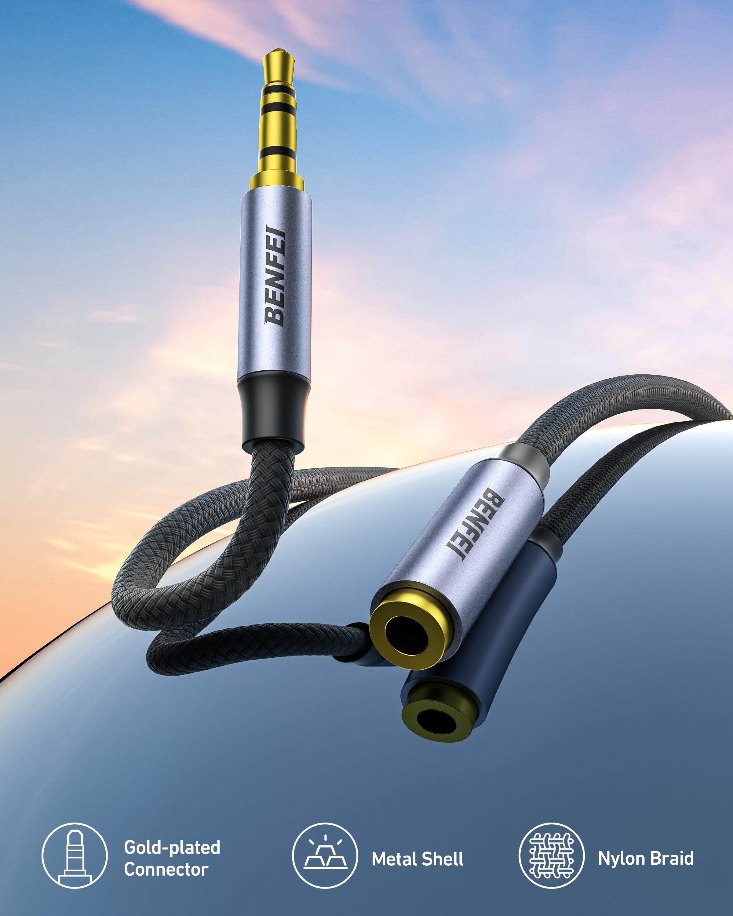 BENFEI 3.5mm Male to Female AUX Audio Extension Cable TRRS 4-Pole