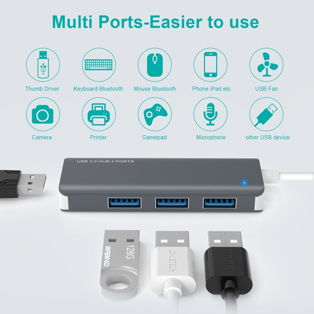 Choetech 4 Port USB-A to USB 3.0 Hub Data Splitter for Laptop