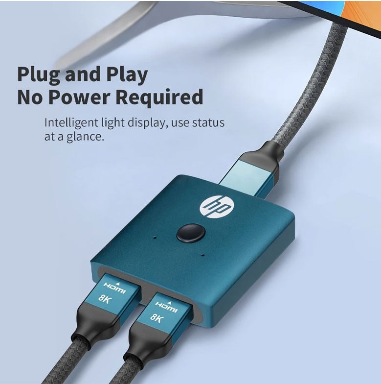 HP 4K Dual Port HDMI Switch Hub for PC TV Monitor Display