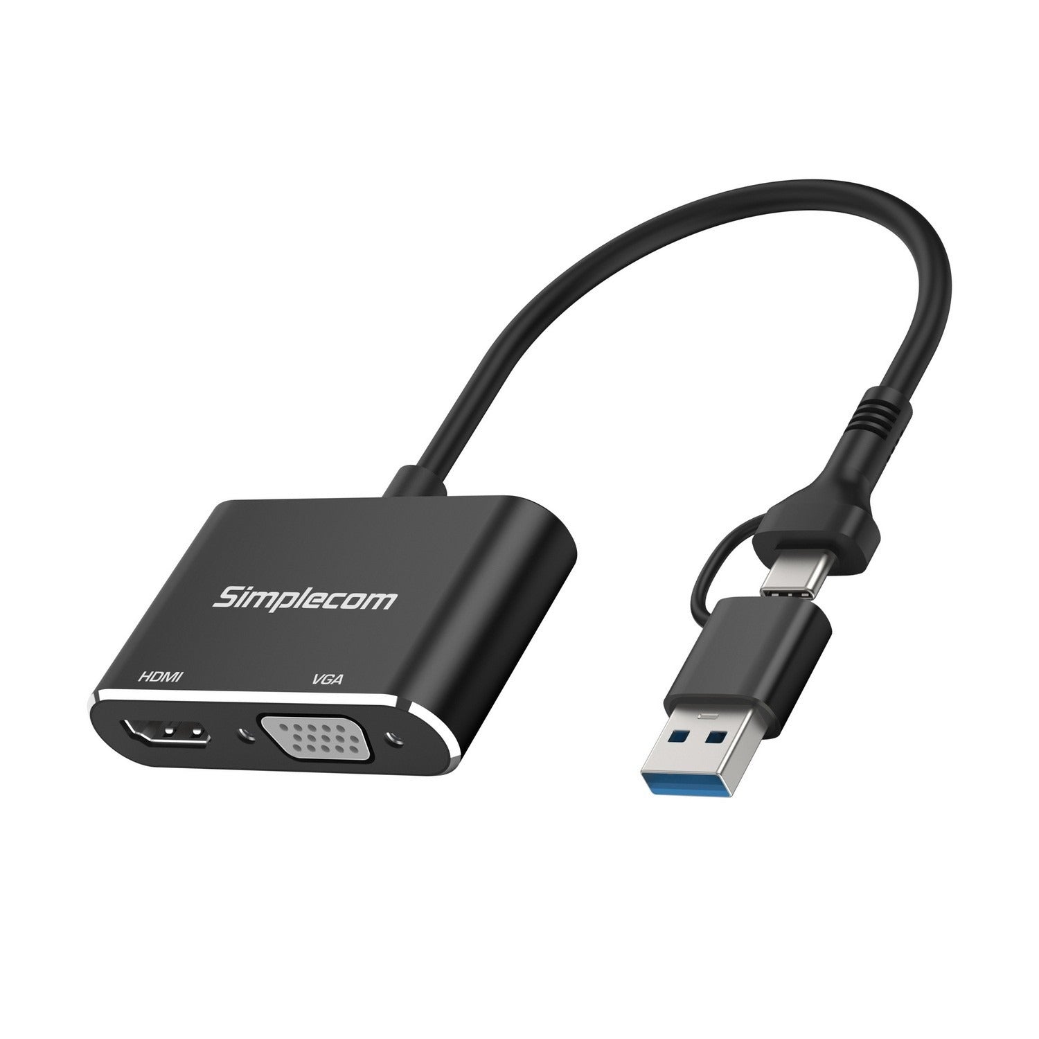 Simplecom USB-C to HDMI and VGA Adapter Full HD 1080p Video DA326C