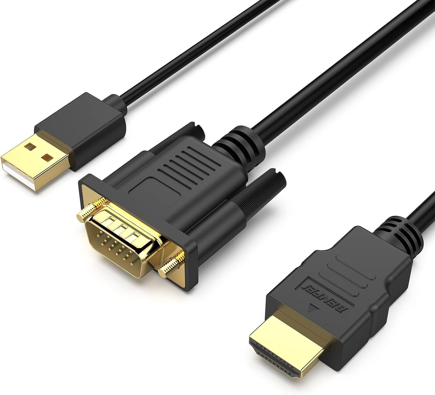 BENFEI VGA to HDMI Uni-Directional Cable with Audio Support 1080p - 1.8m