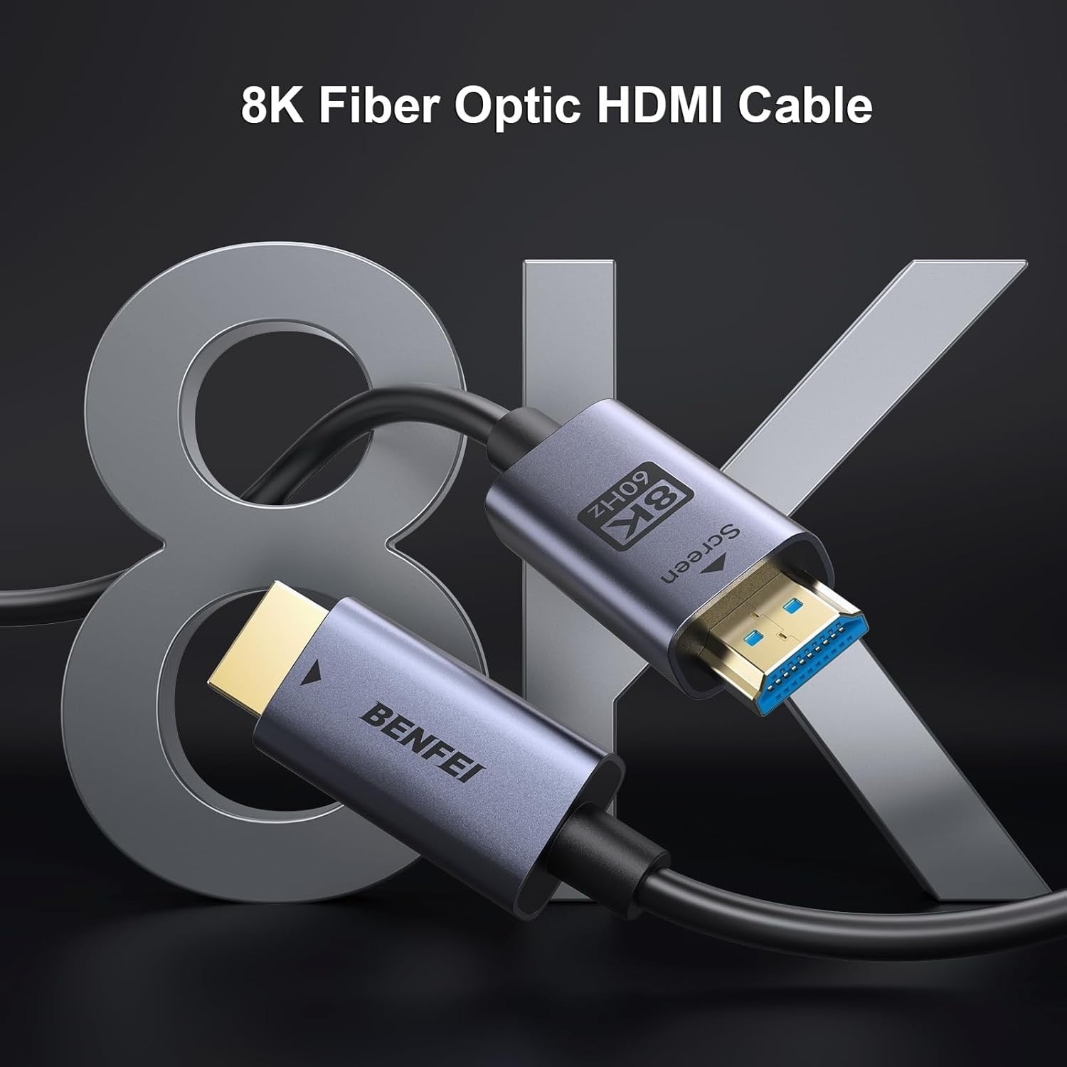 BENFEI 8K HDMI 2.1 Fiber Optic Cable 30m (100ft) 48Gbps 4K 240Hz CL3