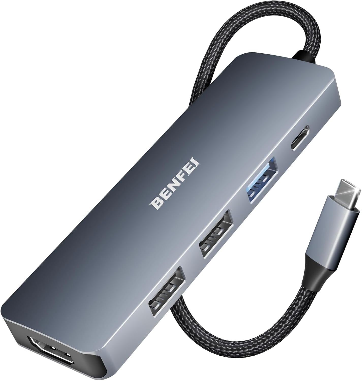 BENFEI 5-in-1 USB-C Hub with 4K HDMI, 3x USB-A, 100W PD Aluminum