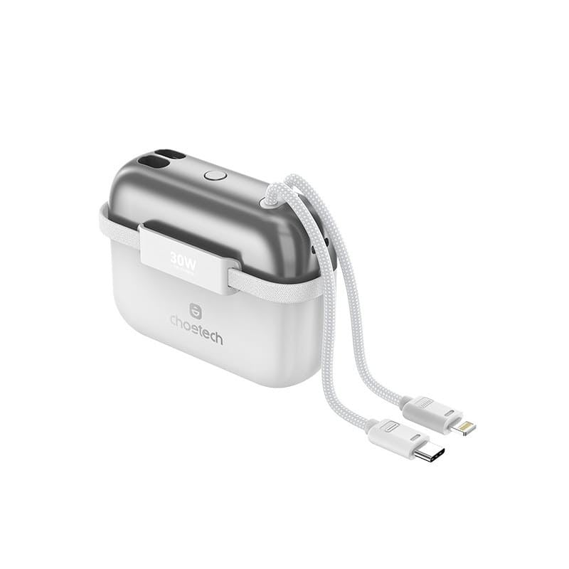 Choetech 10000mAh 30W Mini Power Bank with Built-in USB-C Lightning Cables CCC