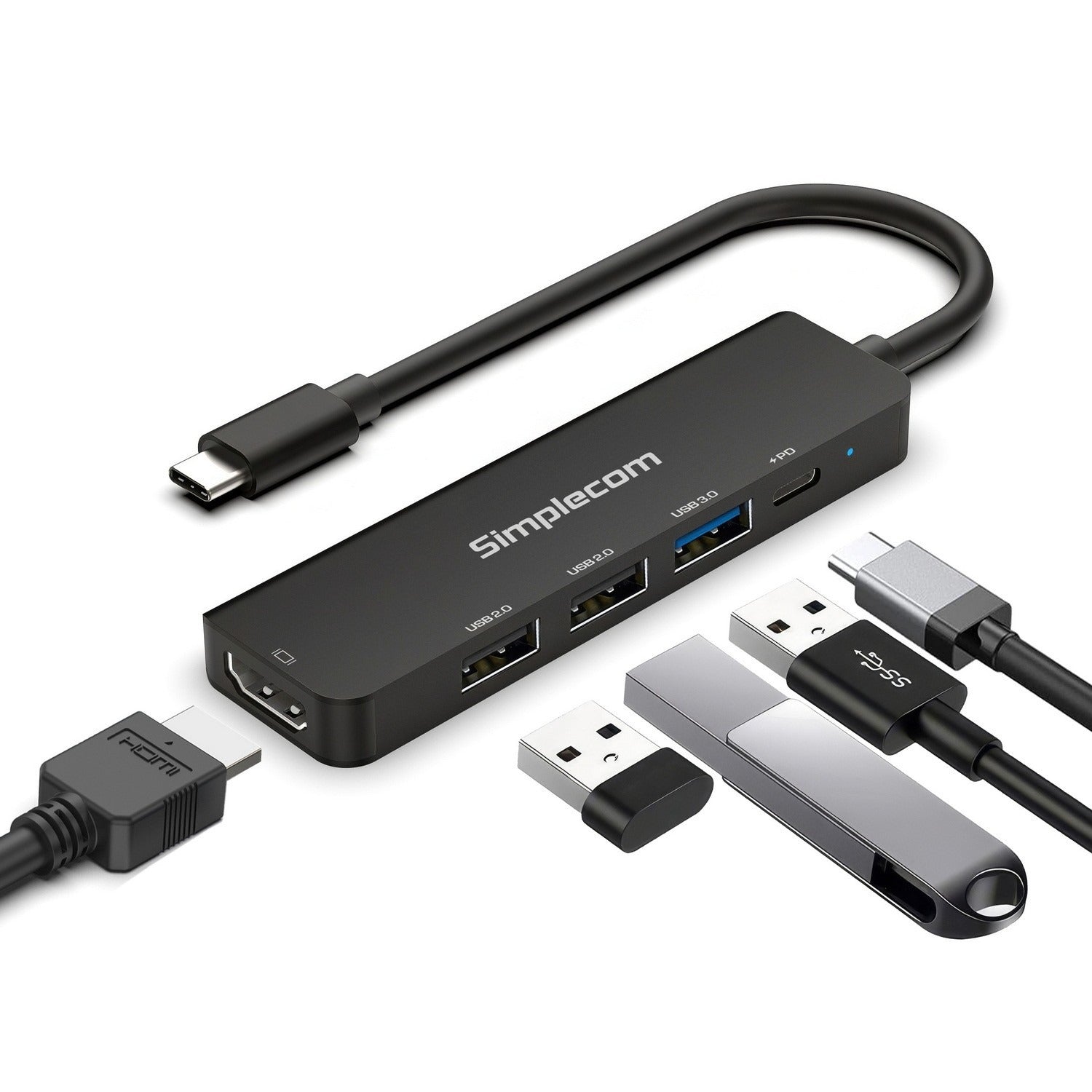 Simplecom 5-in-1 USB-C Multiport Docking Station with PD and HDMI 2.0 CHT550