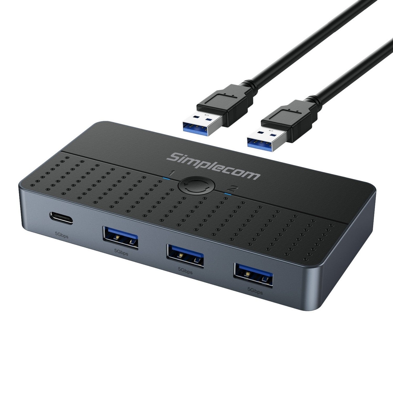 Simplecom 2-Way USB Switch 4 Port Hub with USB-C 5Gbps KM320