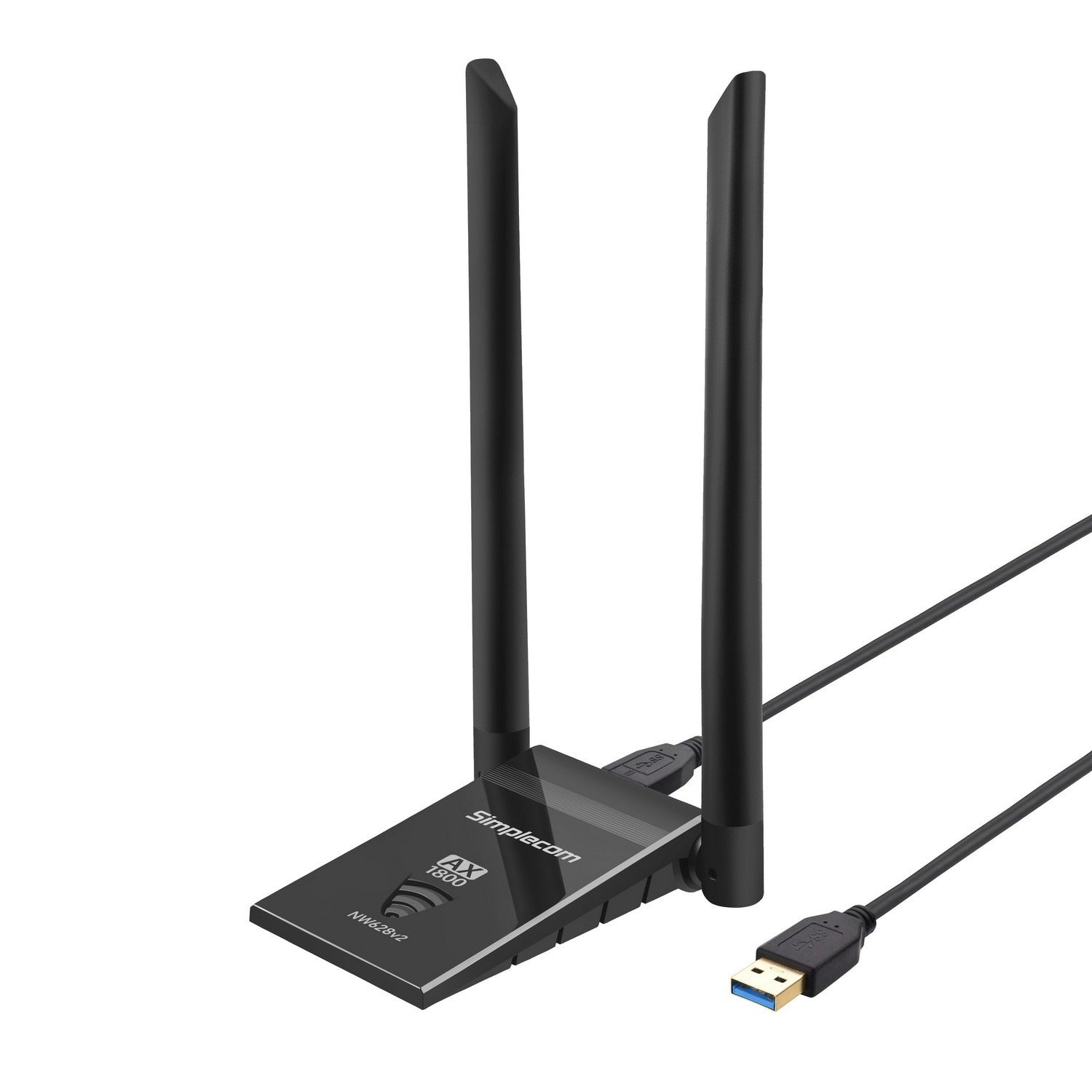 Simplecom AX1800 Dual Band WiFi 6 USB Adapter with 2x 5dBi High Gain Antennas