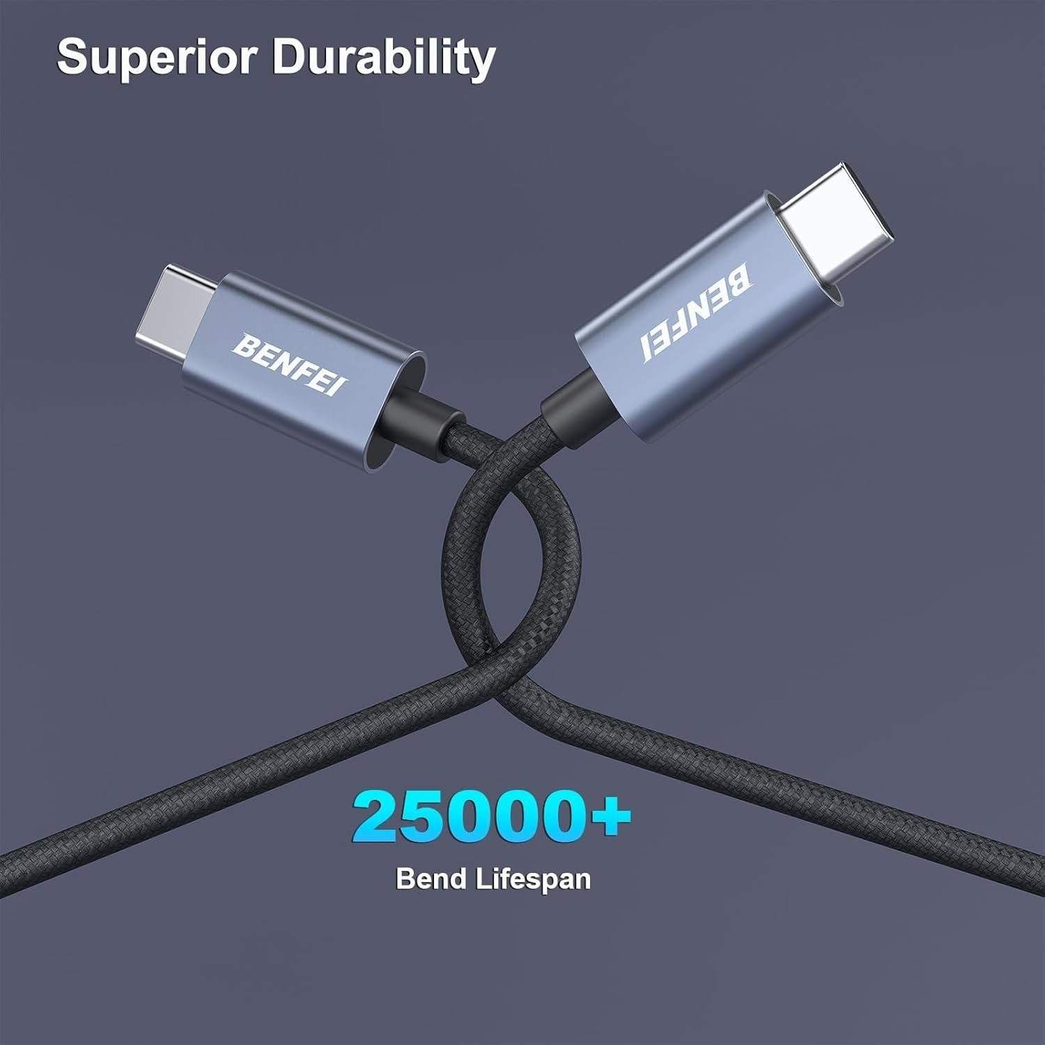 BENFEI 100W USB-C to USB-C Fast Charging Tangle-Free Silicone Cable