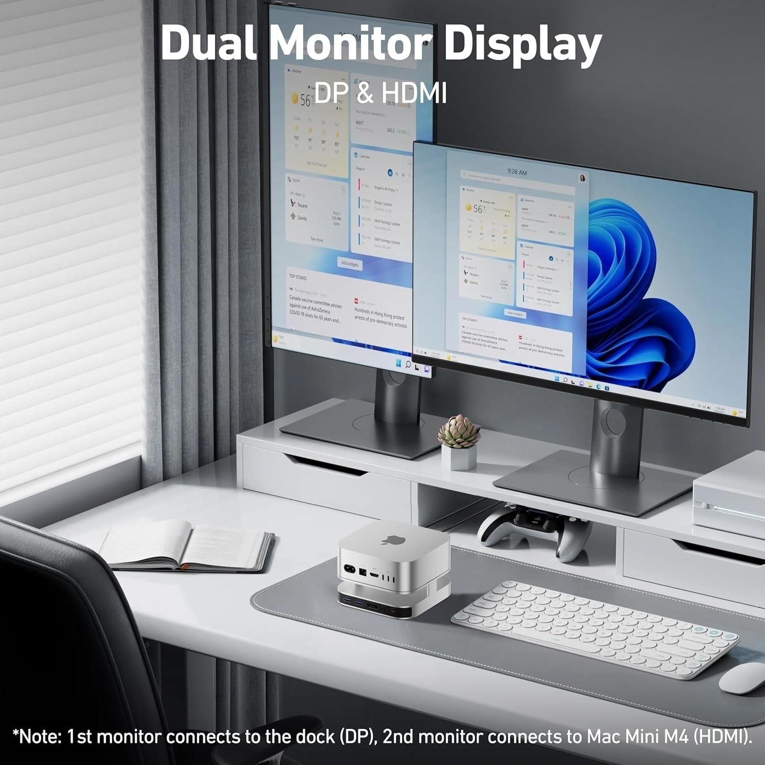 BENFEI Mac Mini M4 Docking Station Stand with NVMe SSD Enclosure & 4K DP