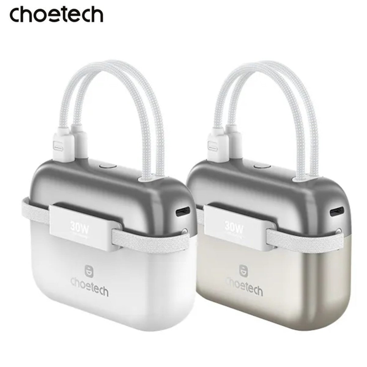 Choetech 10000mAh 30W Mini Power Bank with Built-in USB-C Lightning Cables CCC