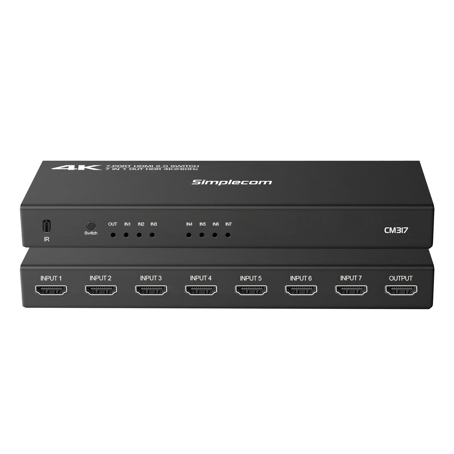 Simplecom 7 Port HDMI 2.0 Switch with Remote 4K 60Hz Splitter CM317