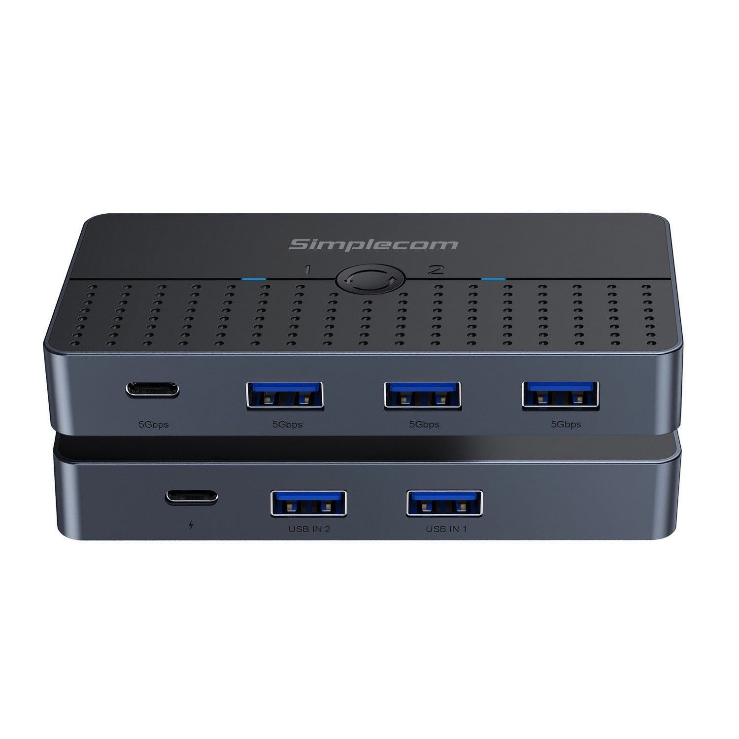 Simplecom 2-Way USB Switch 4 Port Hub with USB-C 5Gbps KM320