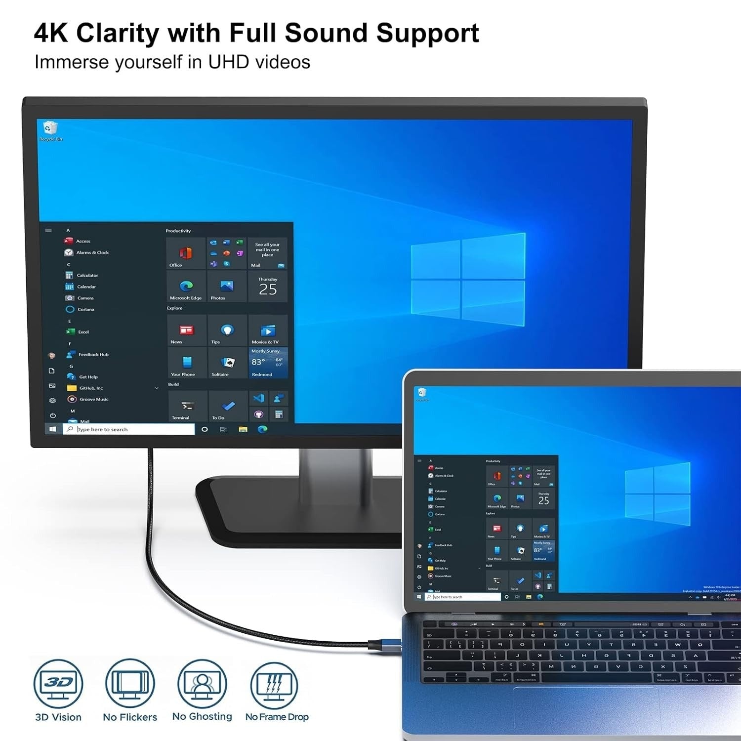 BENFEI USB-C to DisplayPort 8K 60Hz Cable Thunderbolt 4