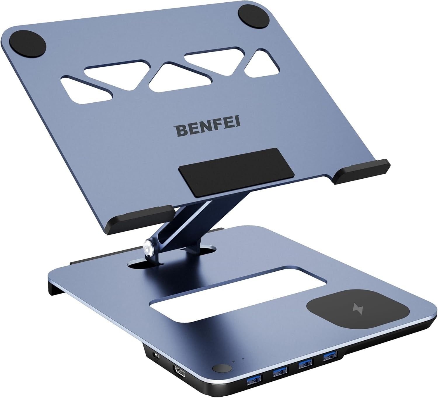 BENFEI Laptop Stand with Integrated 6-in-1 USB-C Hub & 15W Wireless Charger