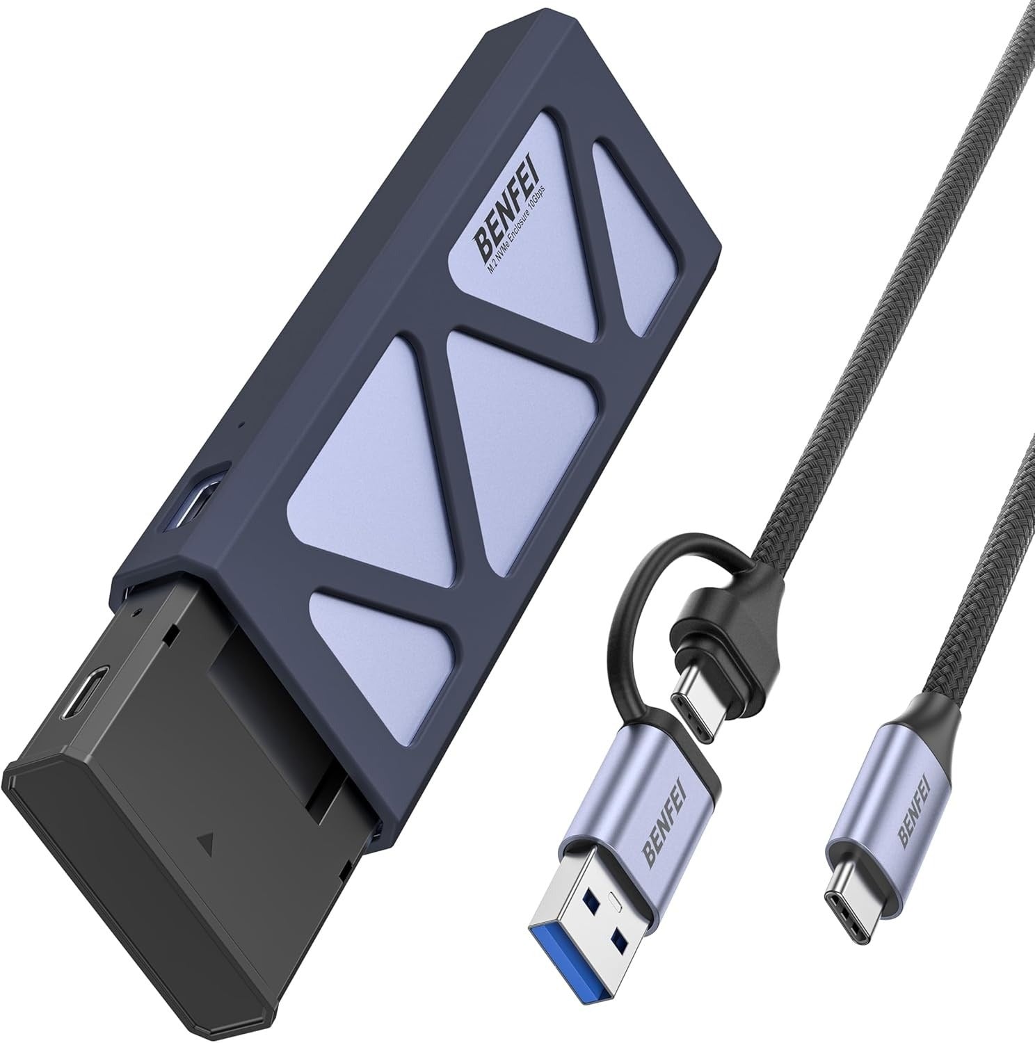 BENFEI M.2 SSD Enclosure USB 3.2 Gen2 10Gbps Tool-Free for NVMe B+M Key