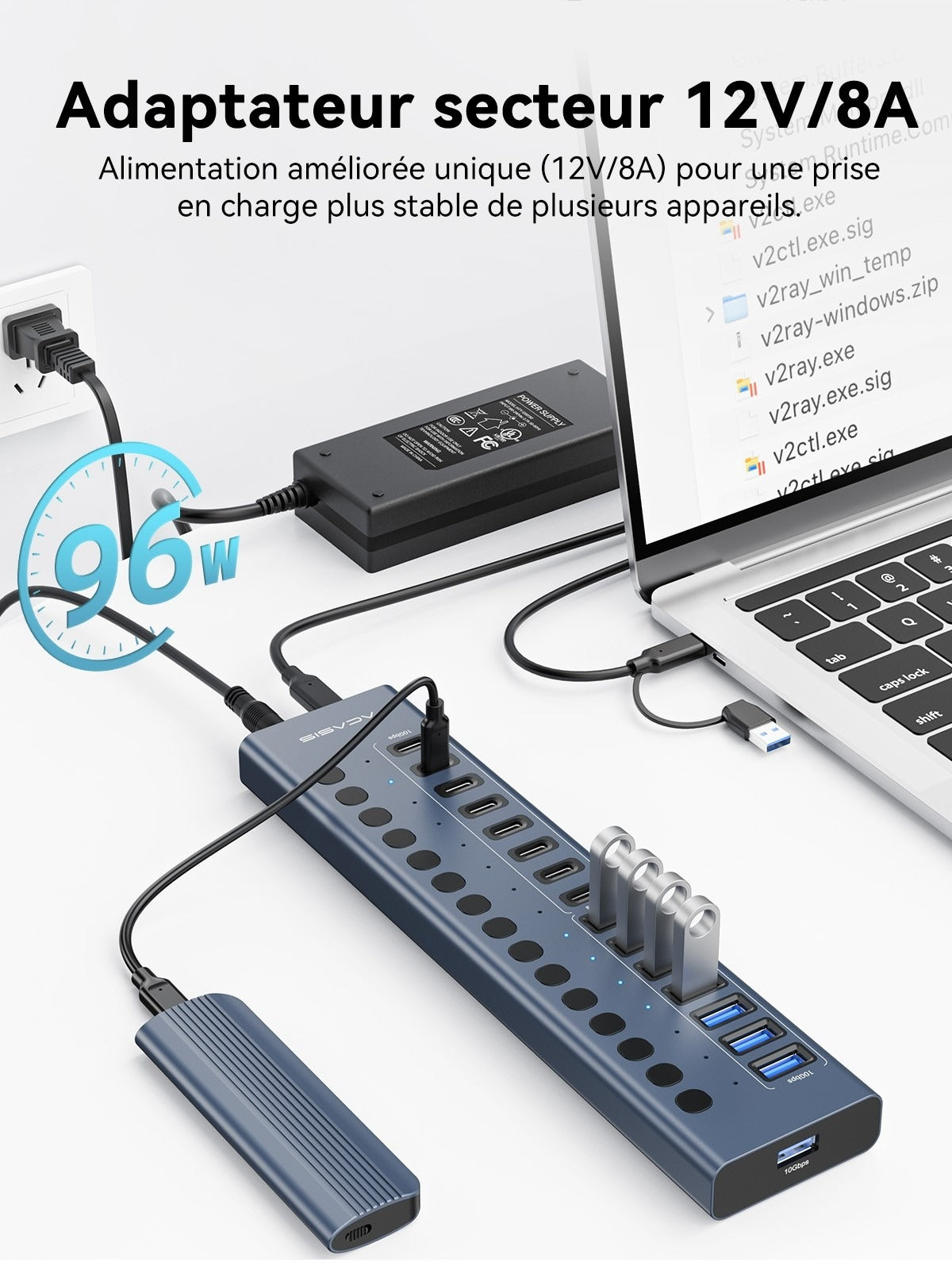 ACASIS 16 Port USB 3.2 Powered Hub 10Gbps 8 USB-A 8 USB-C for PC Laptop