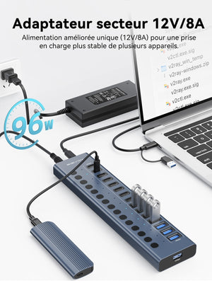 ACASIS 16 Port USB 3.2 Powered Hub 10Gbps 8 USB-A 8 USB-C for PC Laptop