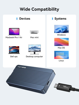 ACASIS 40Gbps USB4 M.2 NVMe SSD Enclosure Thunderbolt 4/3 Compatible Tool-Free