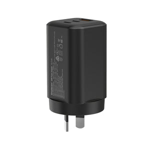 Simplecom CU365 3-Port PD 65W GaN Wall Charger Dual USB-C + USB-A for Phone Laptop