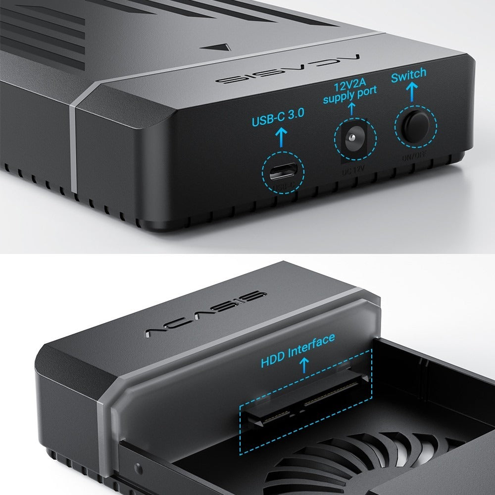 ACASIS 2.5/3.5 Inch SATA SAS Hard Drive Docking Station USB 3.2 5Gbps with Power Adapter