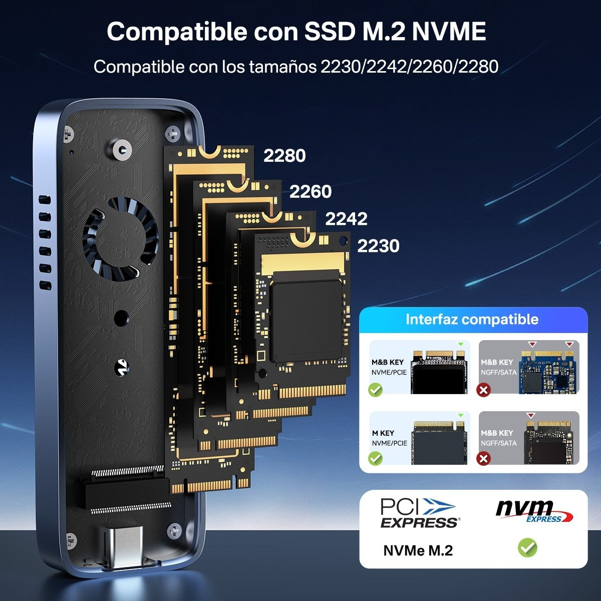 ACASIS M.2 NVMe SSD Enclosure USB-C 10Gbps with Cooling Fan Aluminium Case