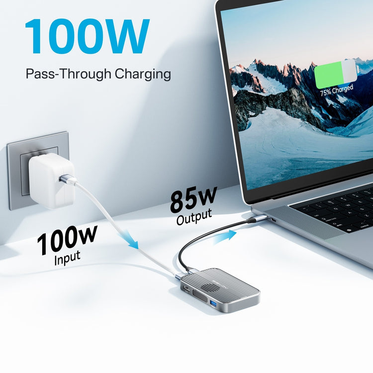 ACASIS 6 in 1 USB-C Hub with 10Gbps M.2 NVMe SSD Enclosure 4K HDMI Magnetic for iPhone