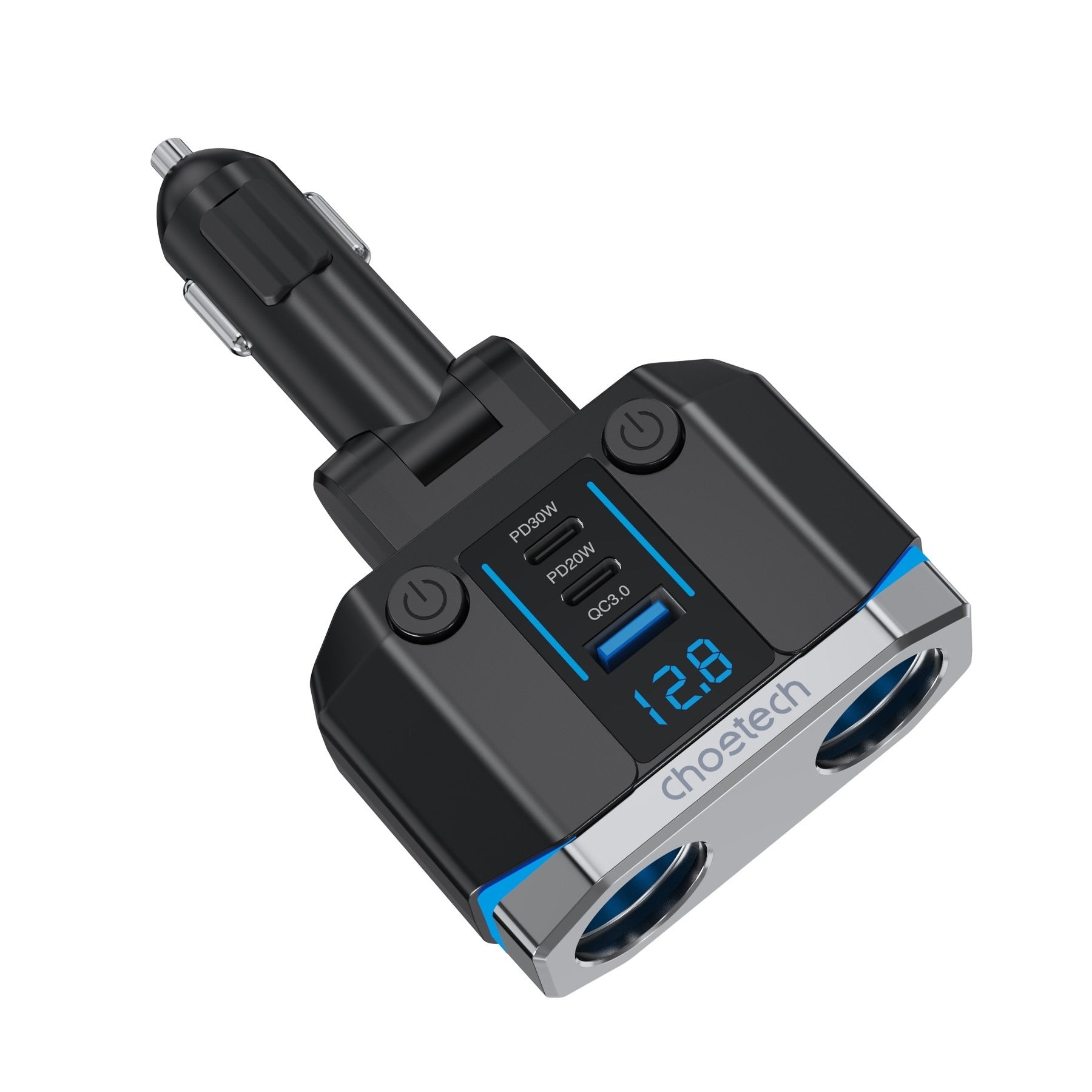 Choetech 45W Cigarette Lighter Splitter Dual Socket USB-C USB-A Charger