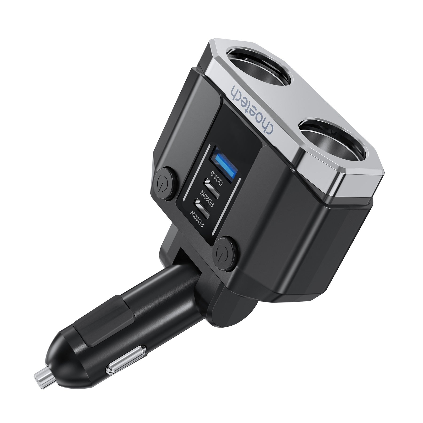 Choetech 45W Cigarette Lighter Splitter Dual Socket USB-C USB-A Charger