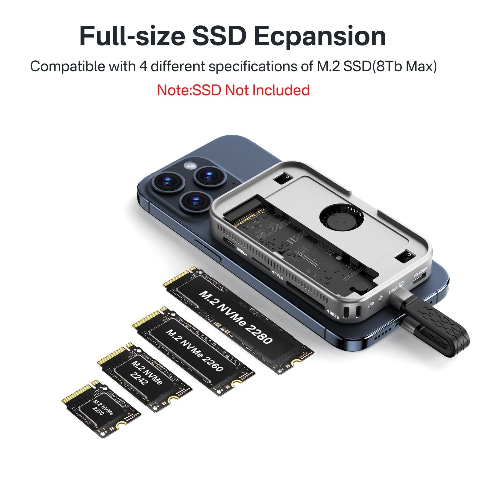 ACASIS 6 in 1 USB-C Hub with 10Gbps M.2 NVMe SSD Enclosure 4K HDMI Magnetic for iPhone