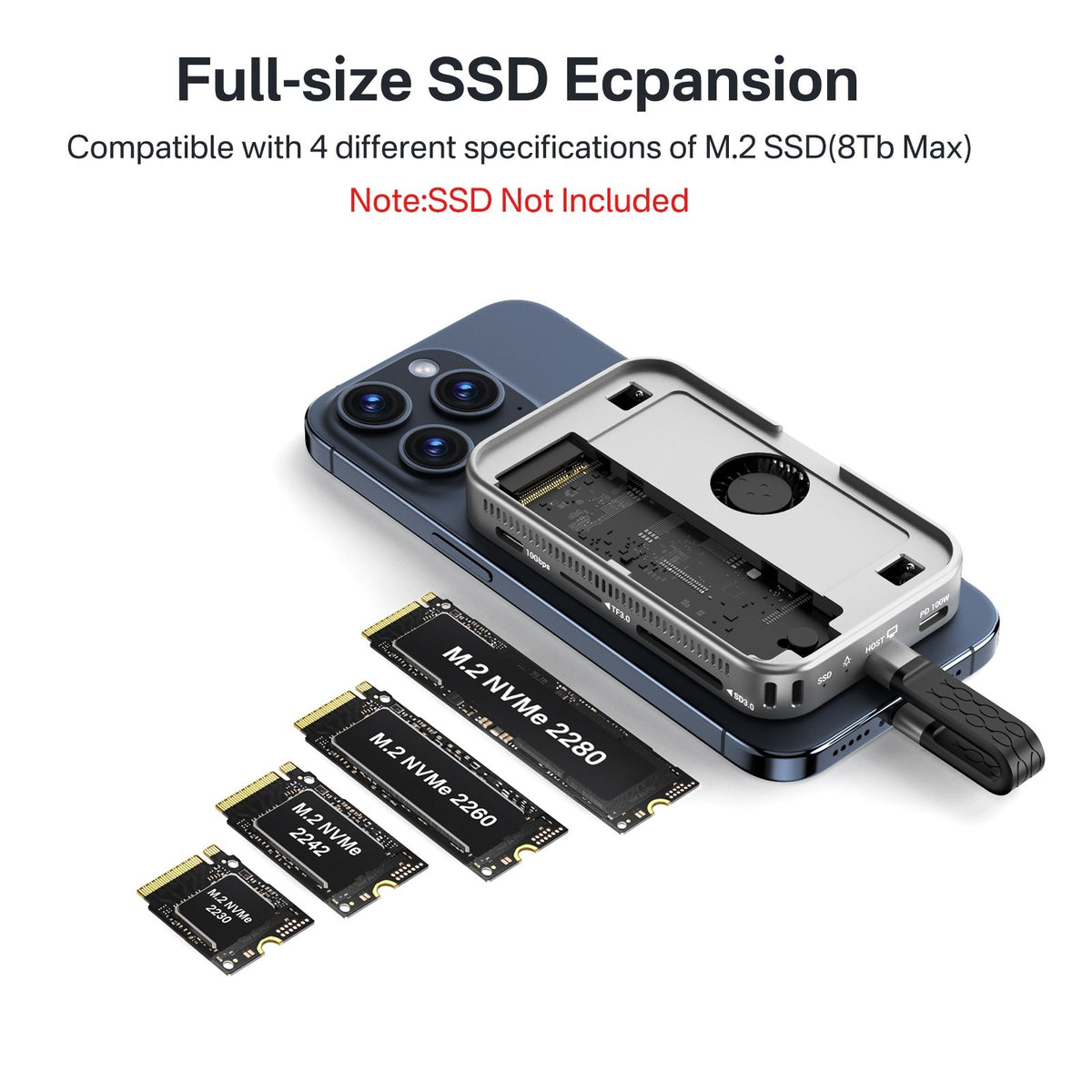 ACASIS 6 in 1 USB-C Hub with 10Gbps M.2 NVMe SSD Enclosure 4K HDMI Magnetic for iPhone