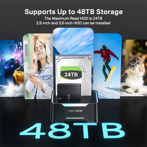 ACASIS Dual Bay 2.5/3.5 Inch SATA HDD SSD Docking Enclosure USB 3.2 5Gbps