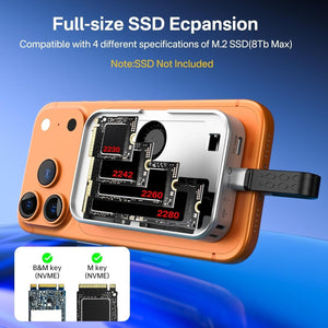 ACASIS 6 in 1 USB-C Hub with 10Gbps M.2 NVMe SSD Enclosure 4K HDMI Magnetic for iPhone