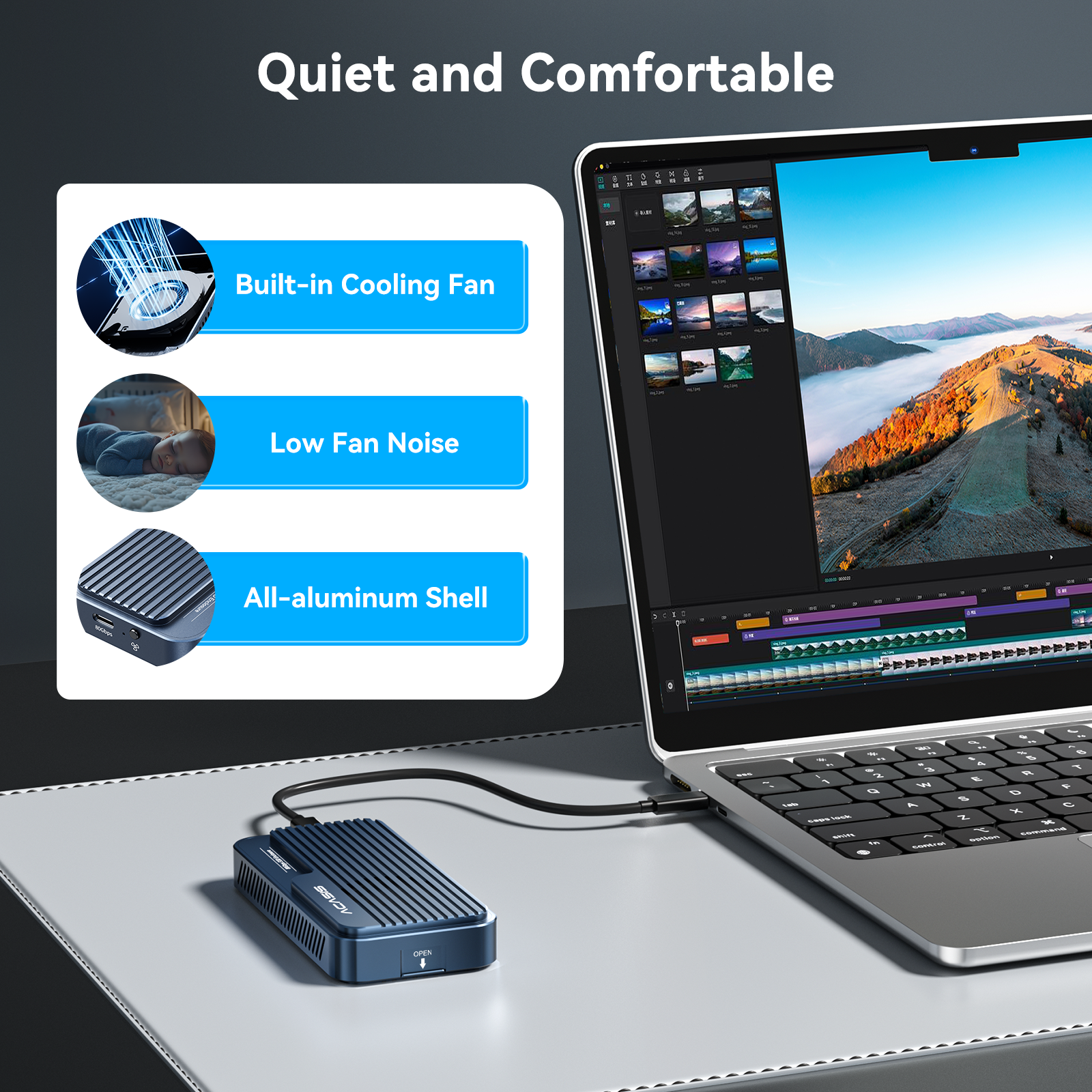 ACASIS 80Gbps USB4 M.2 NVMe SSD Enclosure Thunderbolt 5 Compatible with Cooling Fan