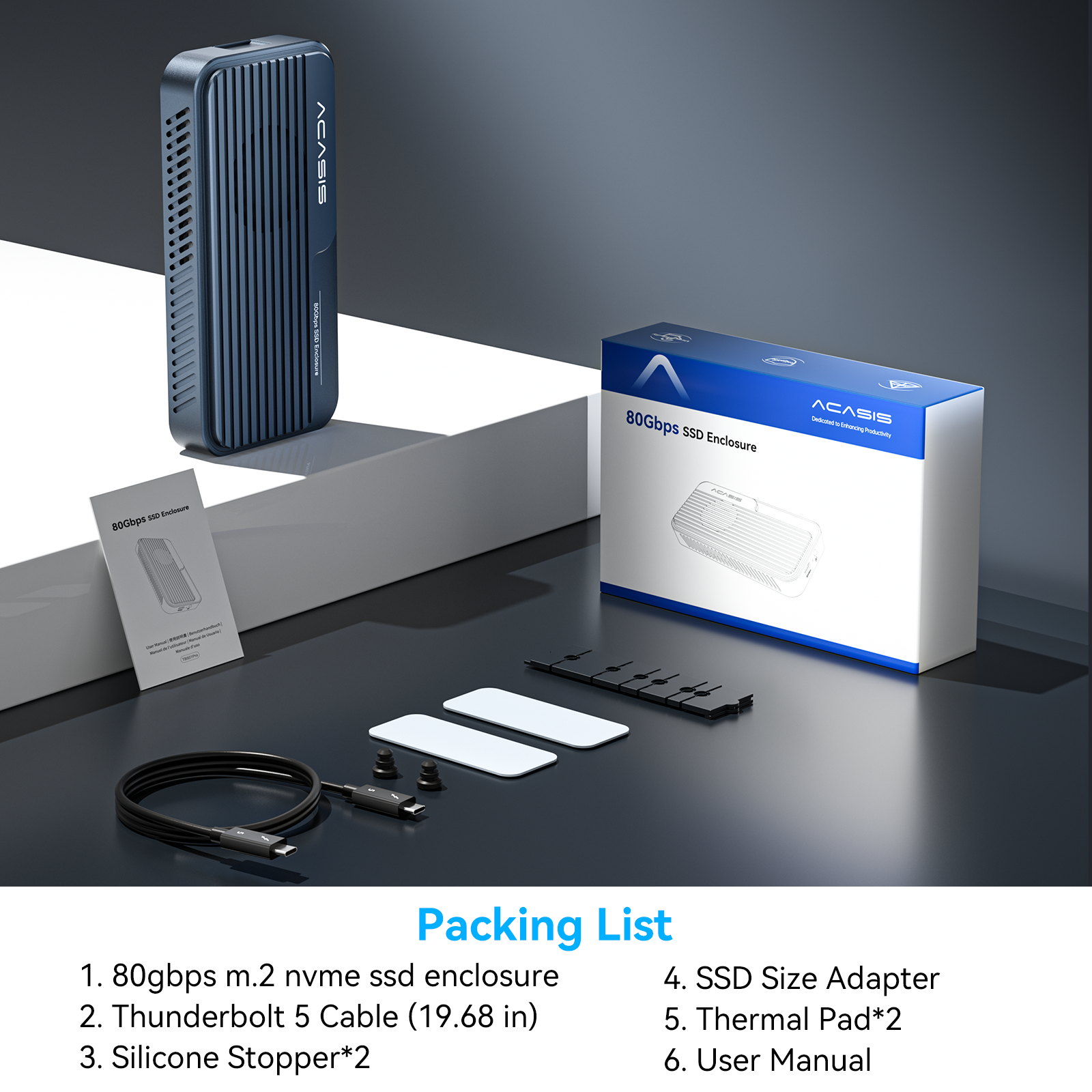 ACASIS 80Gbps USB4 M.2 NVMe SSD Enclosure Thunderbolt 5 Compatible with Cooling Fan