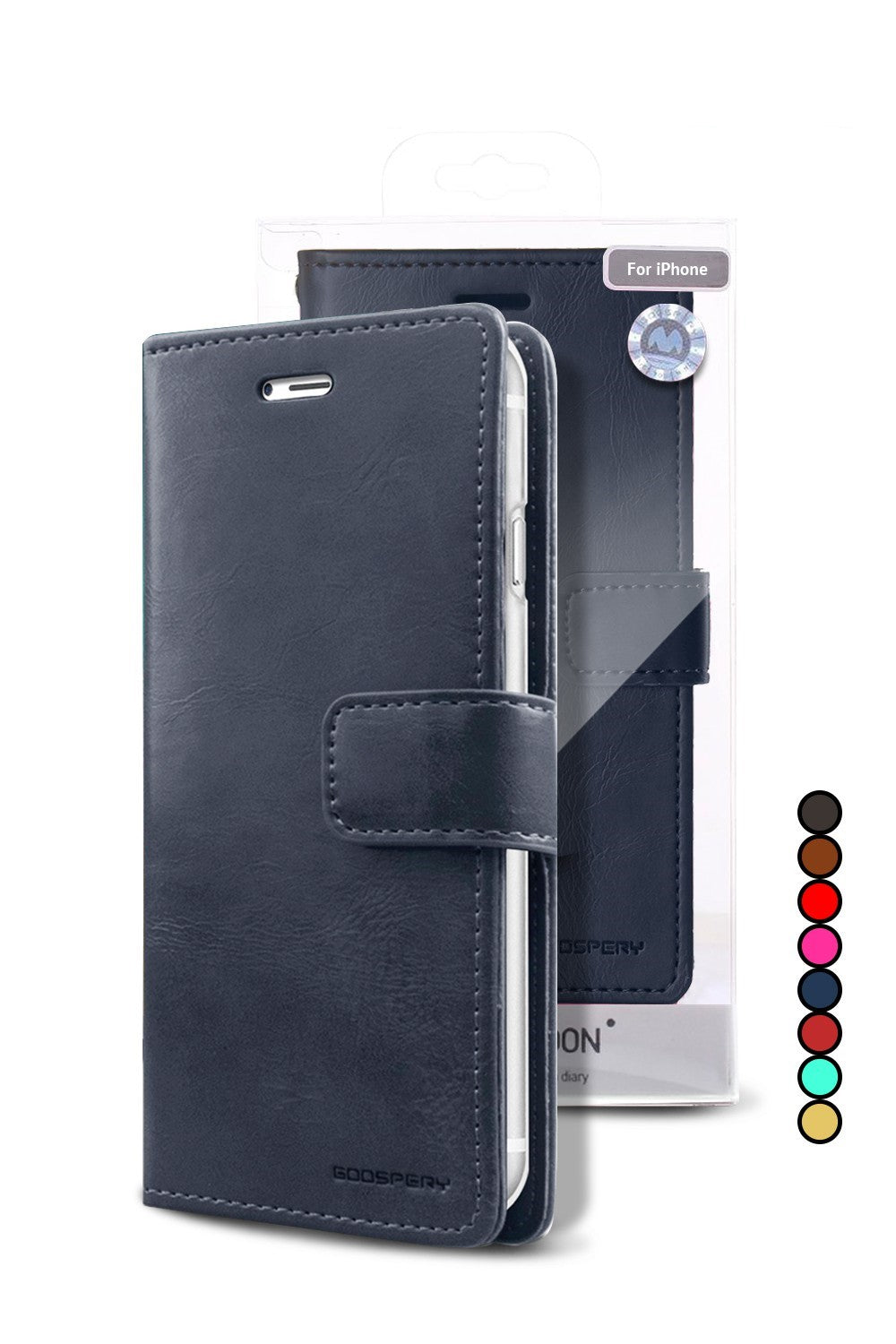 Goospery Mercury iPhone 15 Pro Max Blue Moon Diary Flip Wallet Case