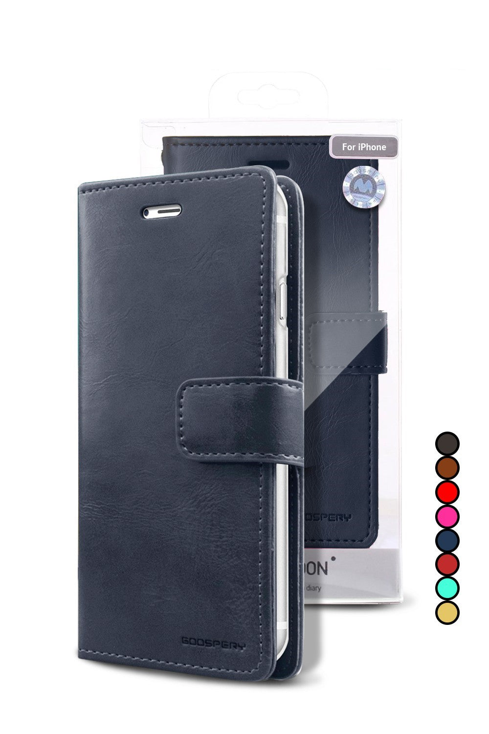 Goospery Mercury iPhone 17e / 16e Blue Moon Diary Flip Wallet Case
