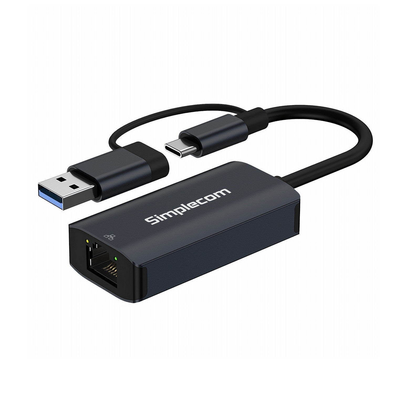 Simplecom 2 in1 USB-C to RJ45 Gigabit Ethernet Network Adapter