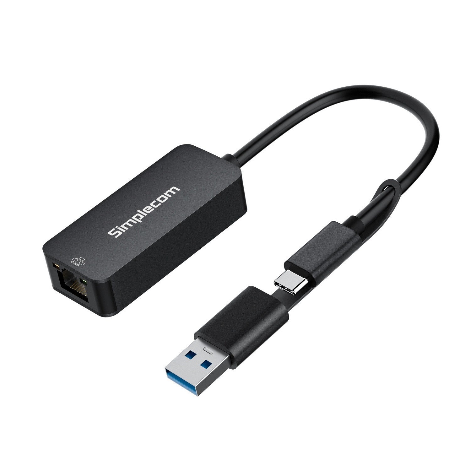 Simplecom 2 in 1 USB-C to RJ45 Superspeed 2.5Gbps Network Adapter