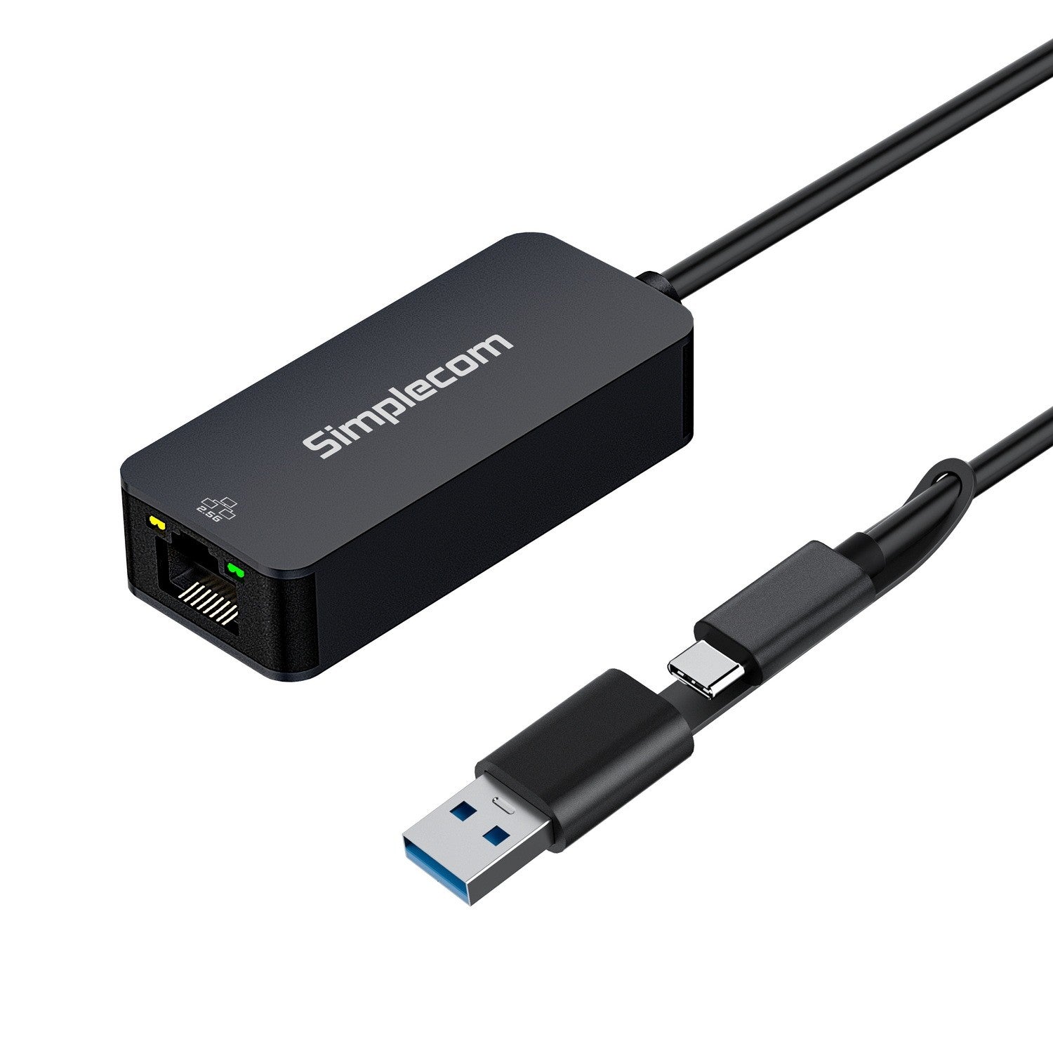 Simplecom 2 in 1 USB-C to RJ45 Superspeed 2.5Gbps Network Adapter