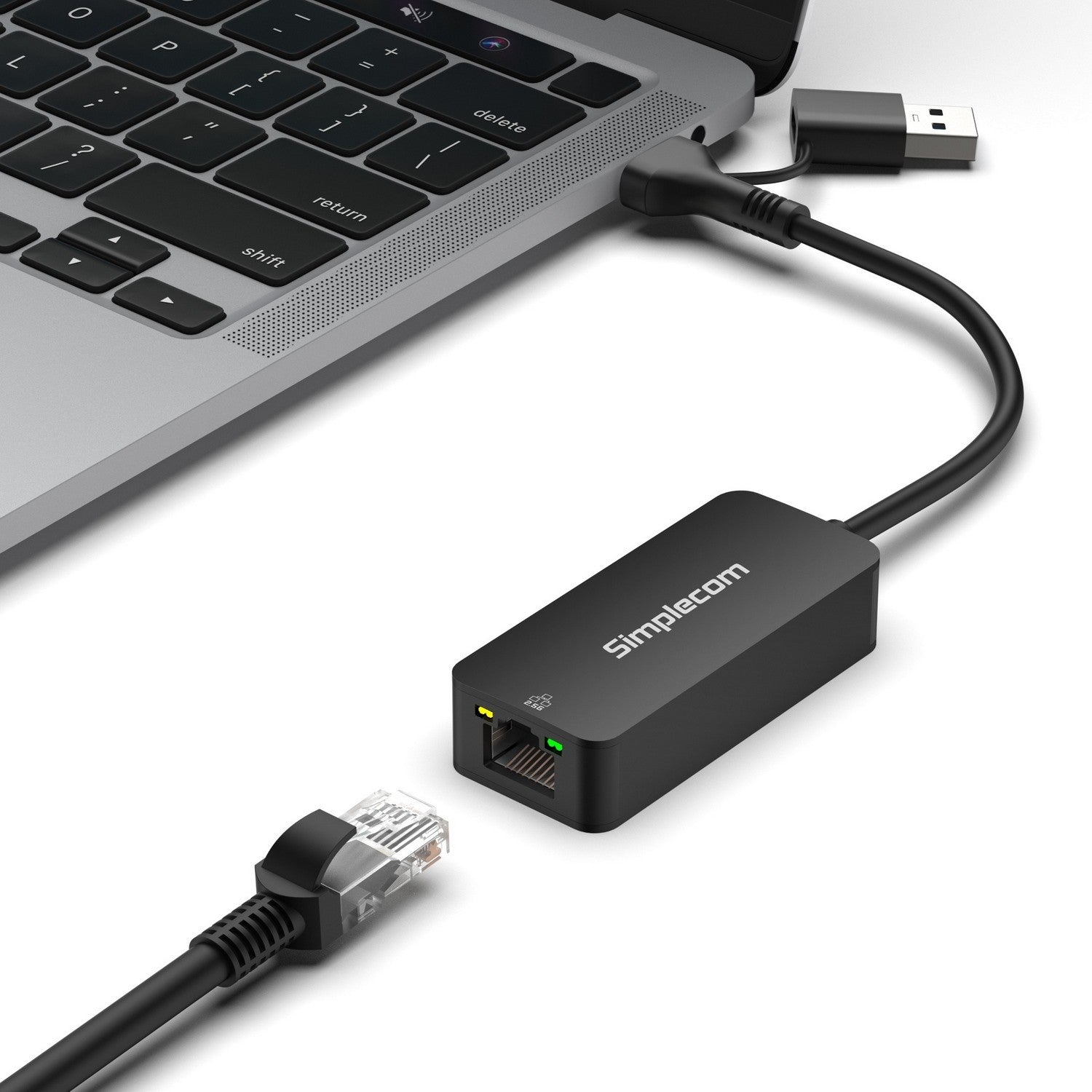 Simple.com Adapter Simplecom USB-C and USB-A to 2.5G Ethernet Network Adapter 2.5Gbps LAN