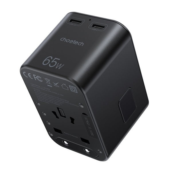 Choetech 65W GaN Universal Travel Adapter Plug Dual USB-C + USB-A