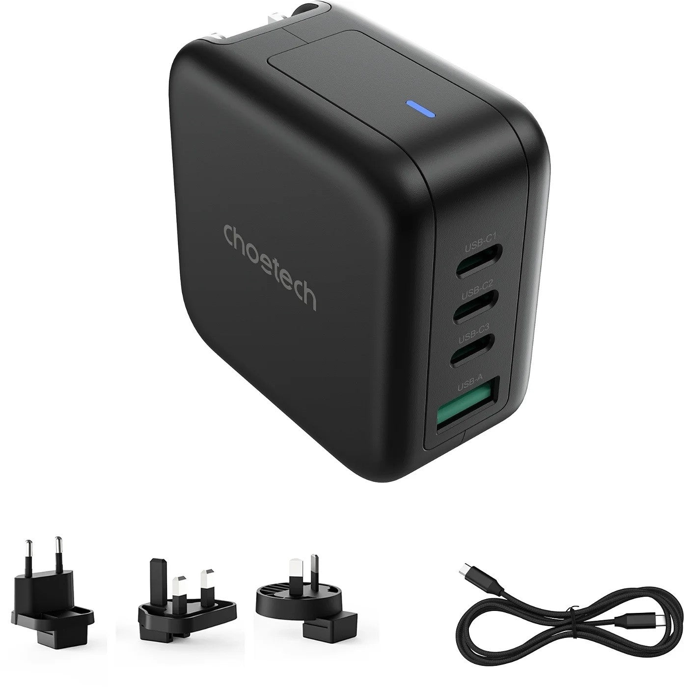 Choetech 70W GaN USB Type-C 4 Port Charging Station Fast Charger + Travel Kit